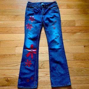 Vintage Silver Jeans - hand painted